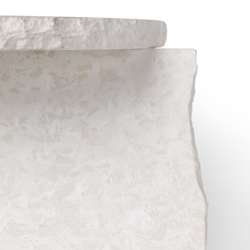 White Fossil Limestone Natural Stone End/Side Table by GobekDesign