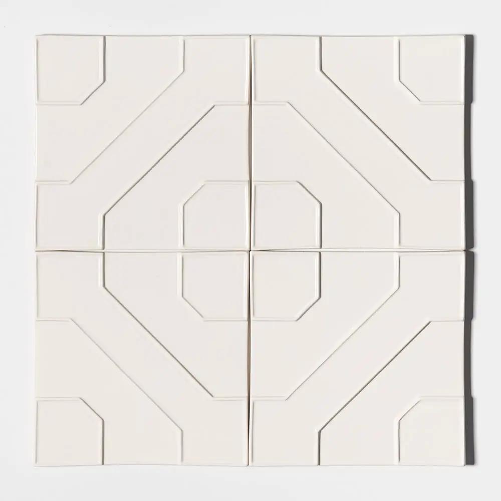 White Glossy Ceramic Accent Tiles 8x8 closeup 1