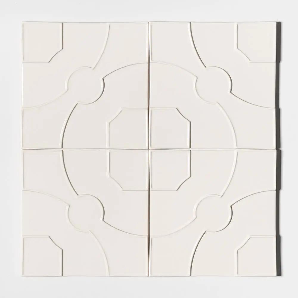 White Glossy Ceramic Accent Tiles 8x8 room scene