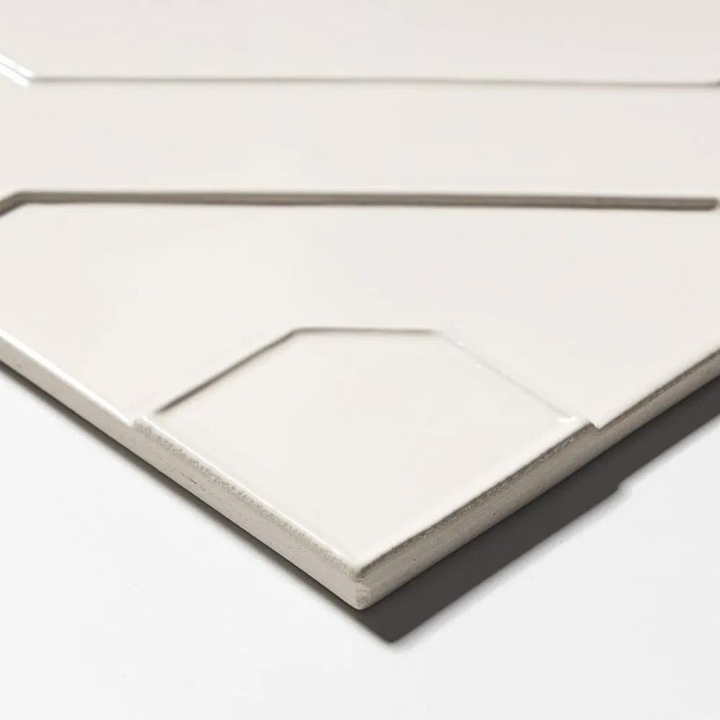 White Glossy Ceramic Accent Tiles 8x8 closeup 3
