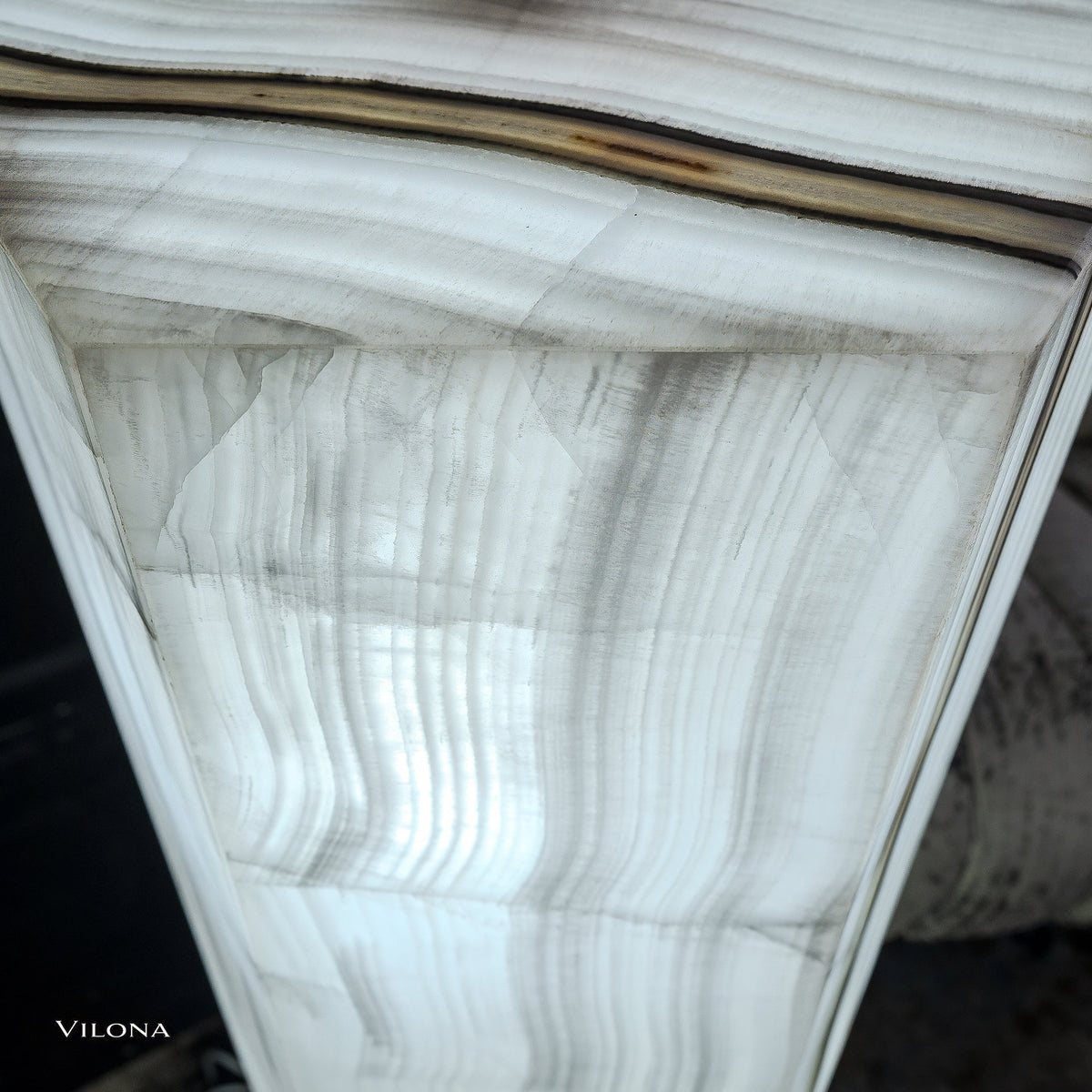 White Ice Onyx Floor Lamp - Small - 39.5"H x 13.5"W - Hexagon - #1, photo 7 of 13
