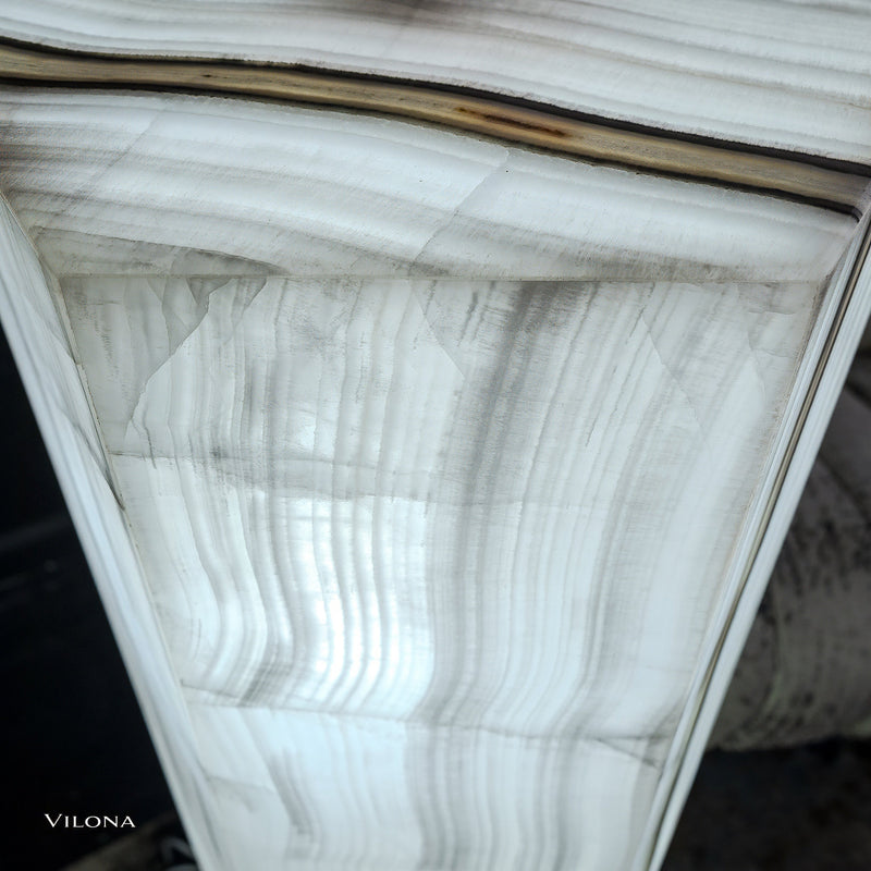 White Ice Onyx Floor Lamp - Small - 39.5"H x 13.5"W - Hexagon - #1, photo 7 of 13