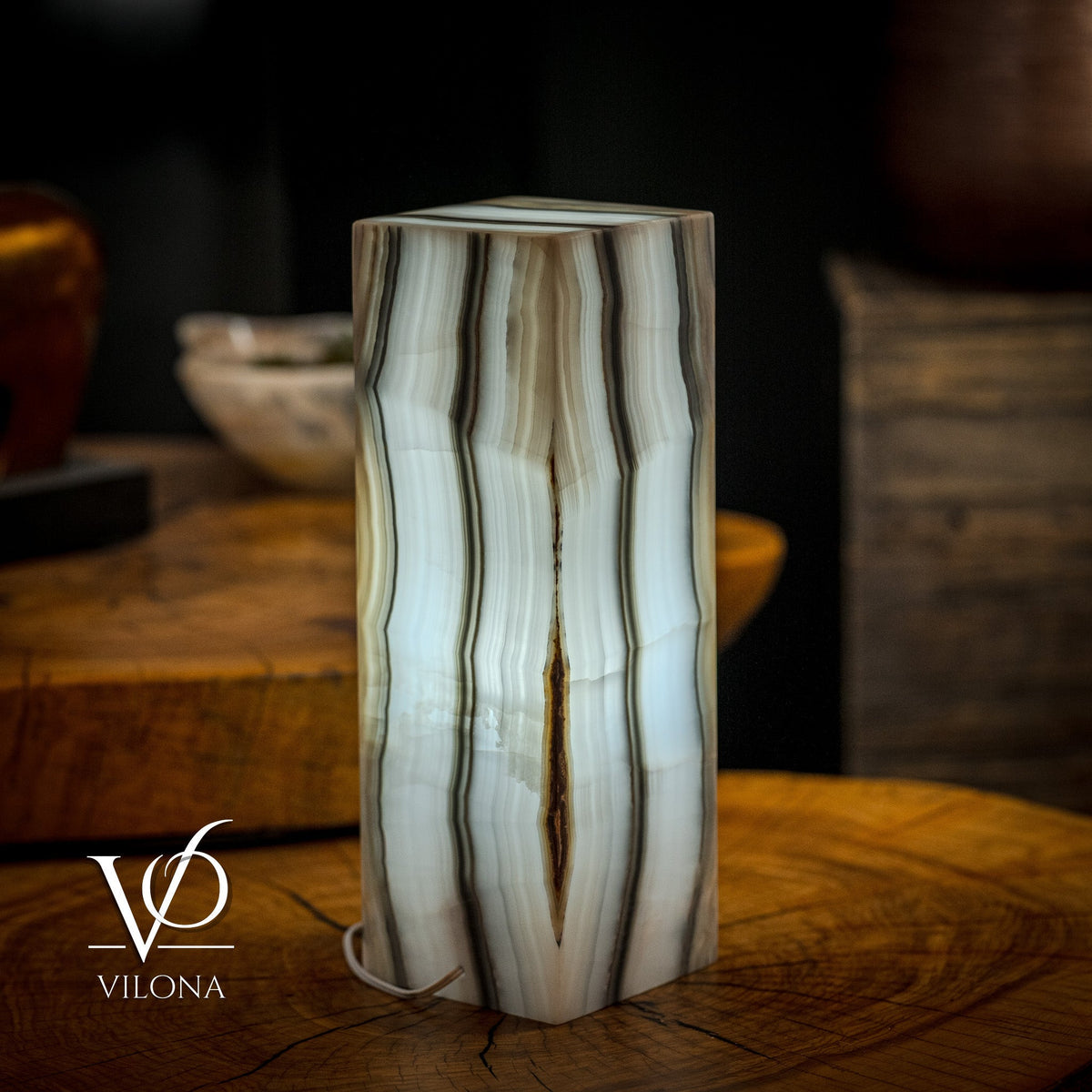 White Ice Onyx Lamp (Exotic Table Lamp #2), photo 3 of 6