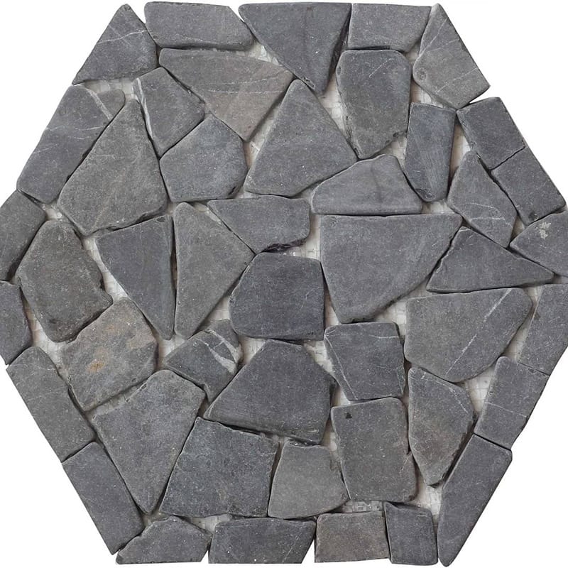 White Light Gray Natural Pebble Mosaics 9 7/8x11 7/8 Pebble Natural 12x12 Mosaics