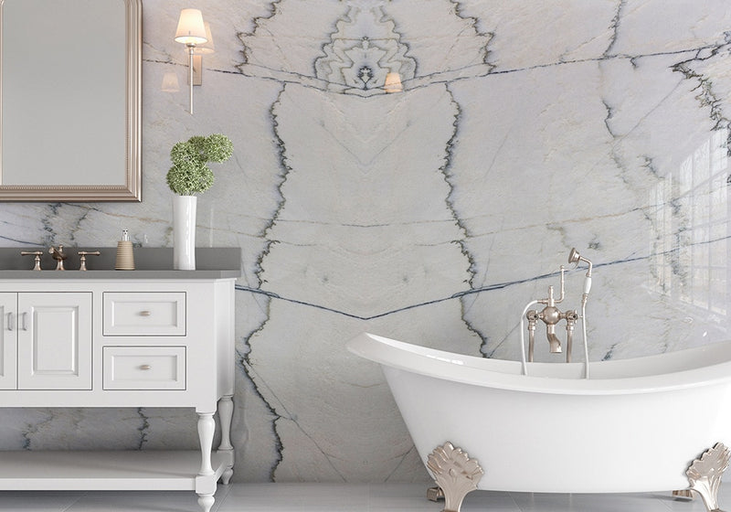 White Macaubas Polished Quartzite Slab Random room scene