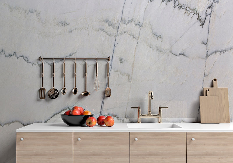White Macaubas Polished Quartzite Slab Random room scene 2