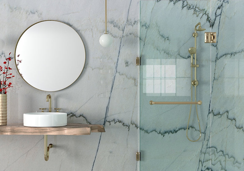 White Macaubas Polished Quartzite Slab Random room scene 3