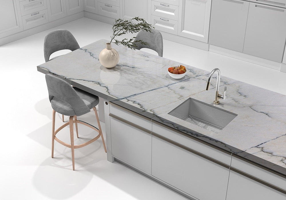 White Macaubas Polished Quartzite Slab Random room scene 4
