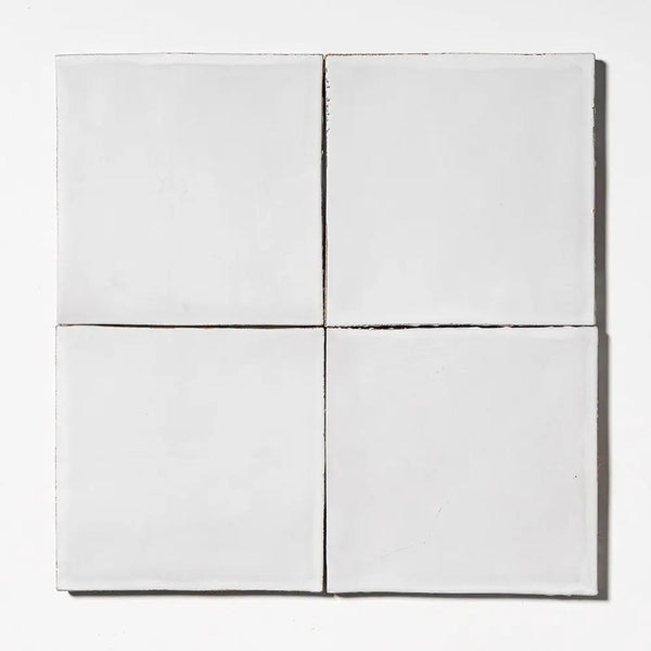 White Matte Glazed Terracotta Tiles 6x6 closeup 1