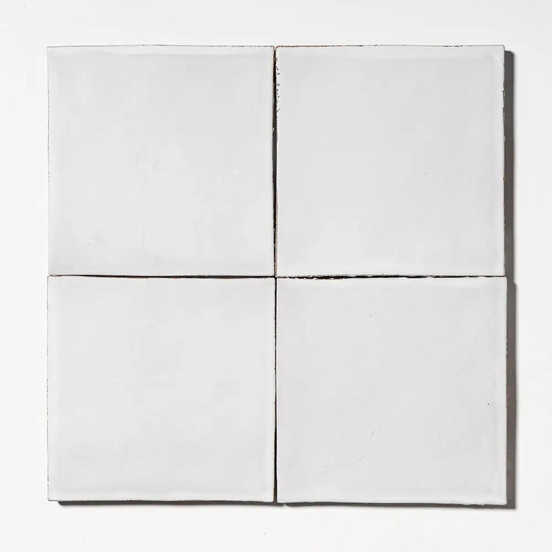 White Matte Glazed Terracotta Tiles 6x6 closeup 1