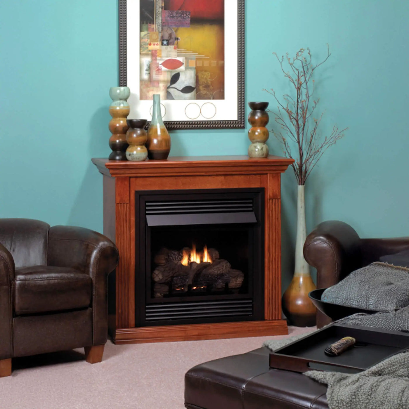 White Mountain Hearth (Empire) Vail 26-Inch Vent-Free Propane/Natural Gas Fireplace With Outer Frame, Hood, Louvers & Log Set (SAK42581) by SAKSBY WHOLESALE