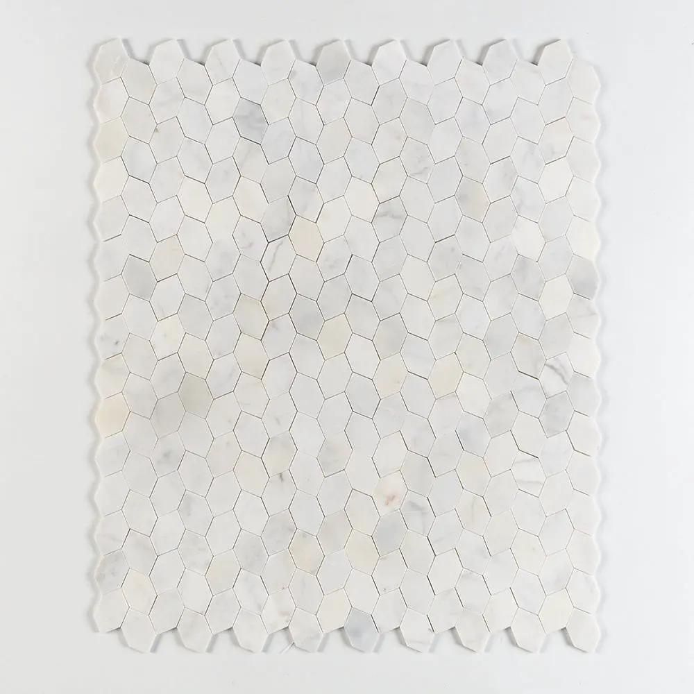 White Pearl Honed Autumn Leaf Marble Mosaics 11 13/16x13 9/16 by Stonetiledepot