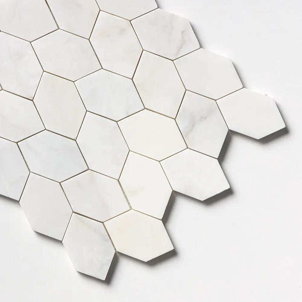 White Pearl Honed Autumn Leaf Marble Mosaics 11 13/16x13 9/16 by Stonetiledepot