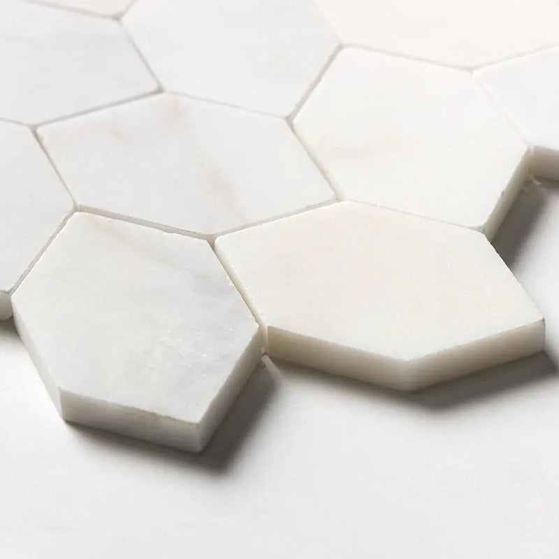 White Pearl Honed Autumn Leaf Marble Mosaics 11 13/16x13 9/16 by Stonetiledepot