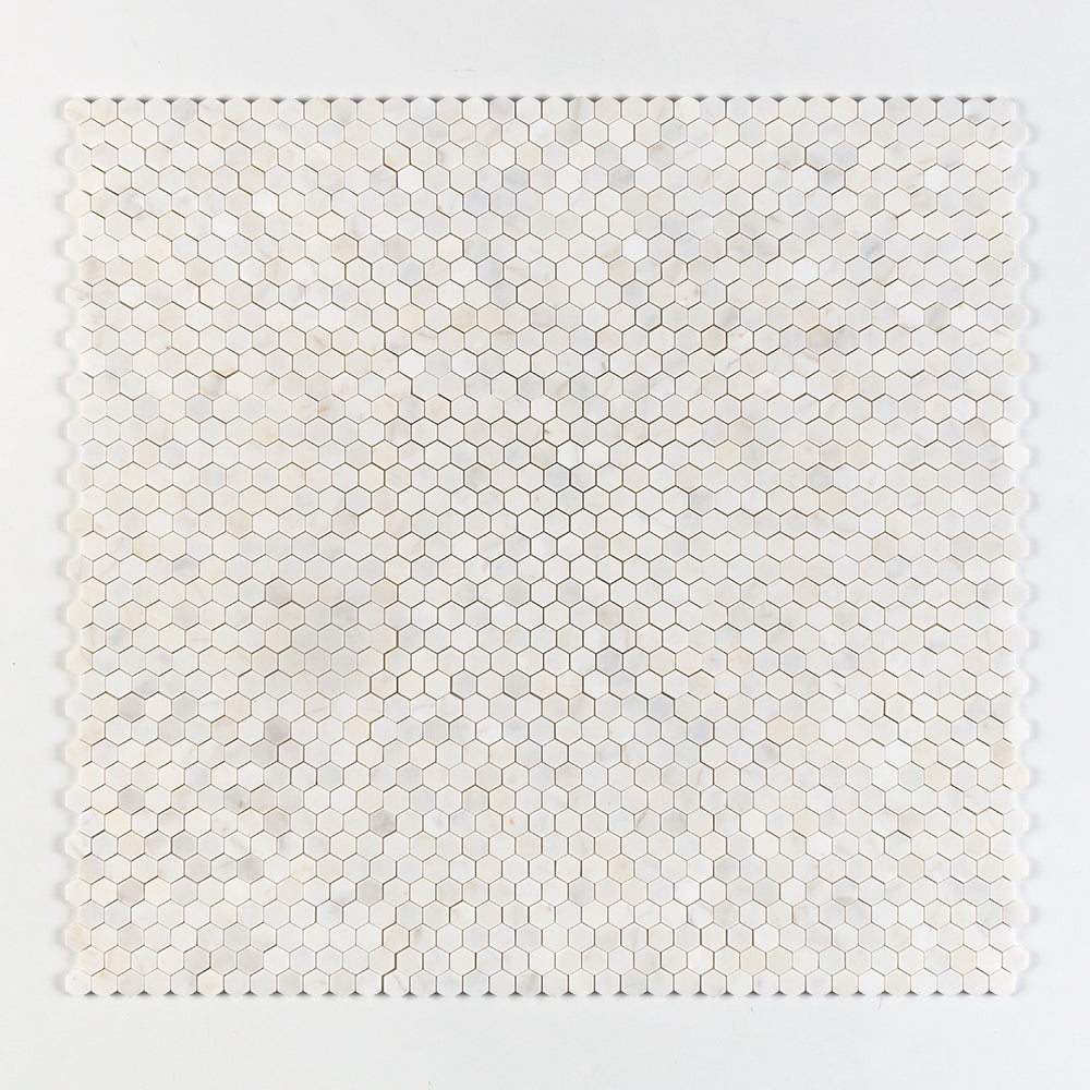 White Pearl Honed Hexagon 1x1 Marble Mosaics 11 1/2x12 1/4 Marble Honed 12x12 Mosaics — 1