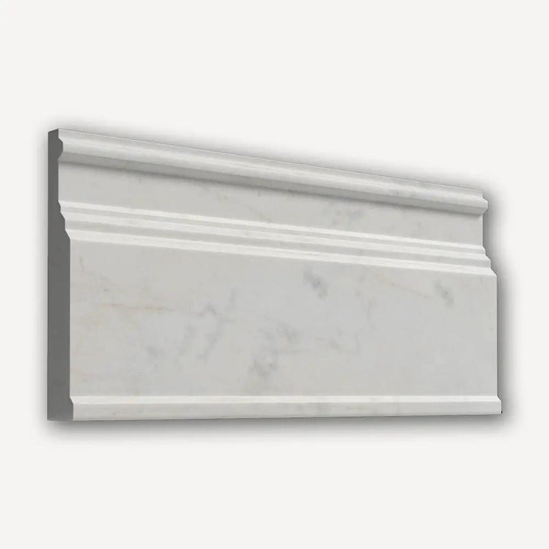 White Pearl Honed Modern Base Marble Moldings 5 1/16x12 by Stonetiledepot