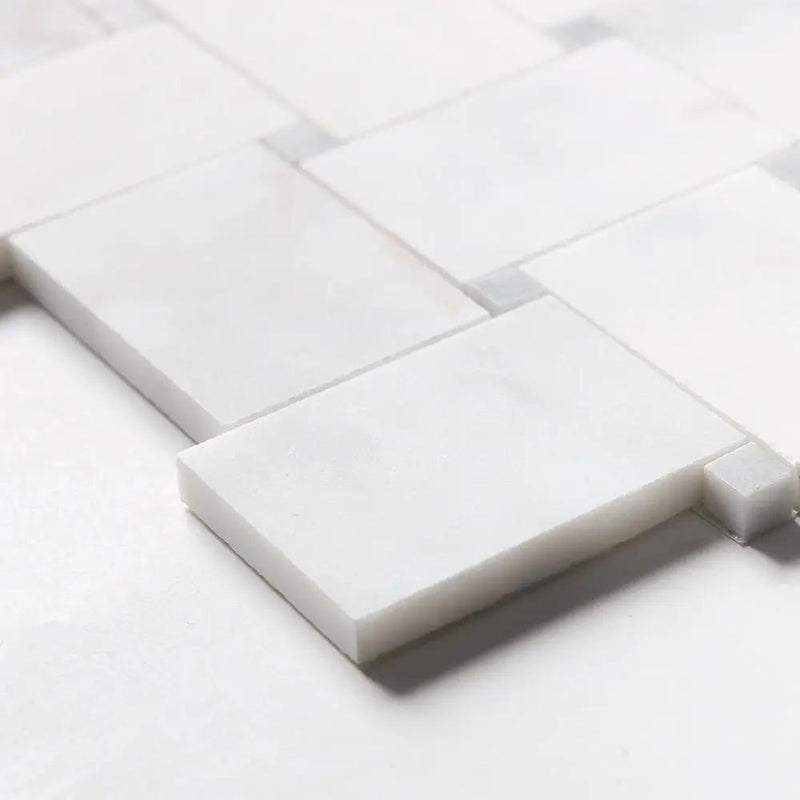 White Pearl Multi Finish Pinwheel Marble Mosaics 10 5/8x10 5/8 by Stonetiledepot