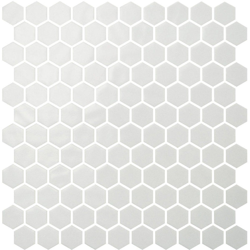 White Polished Hexagon Glass Mosaics 11 3/4x11 1/2 Glass Polished 12x12 Mosaics