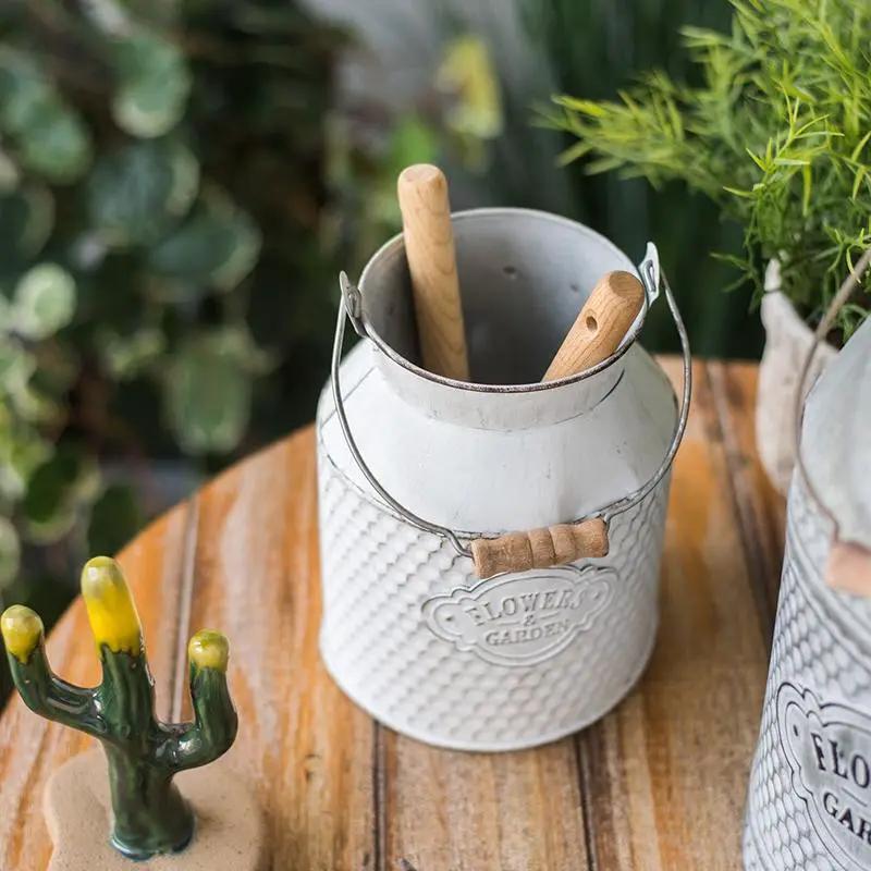 White Small Iron Flower Garden Barrel by RusticReach