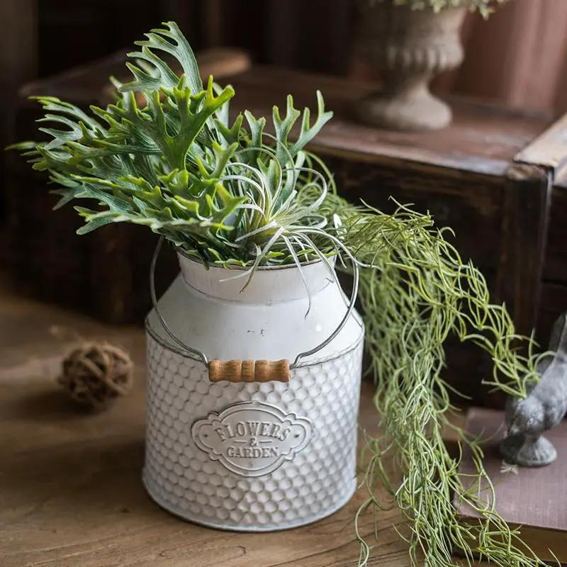 White Small Iron Flower Garden Barrel by RusticReach