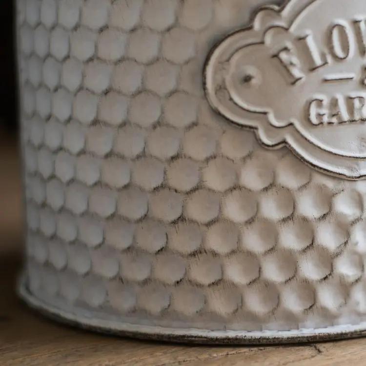 White Small Iron Flower Garden Barrel by RusticReach