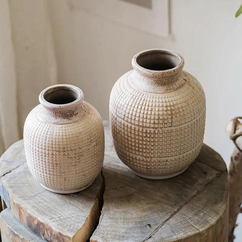 White Textured Porcelain Ceramic Jar Vase by RusticReach