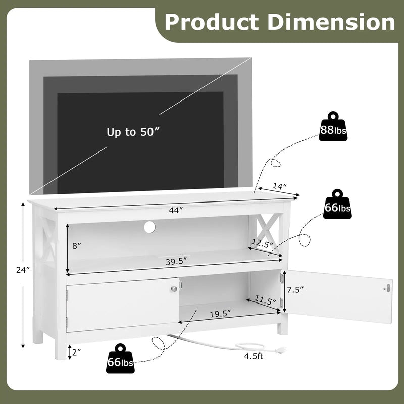 44 Inch Wooden Storage Cabinet TV Stand by DirectDeals
