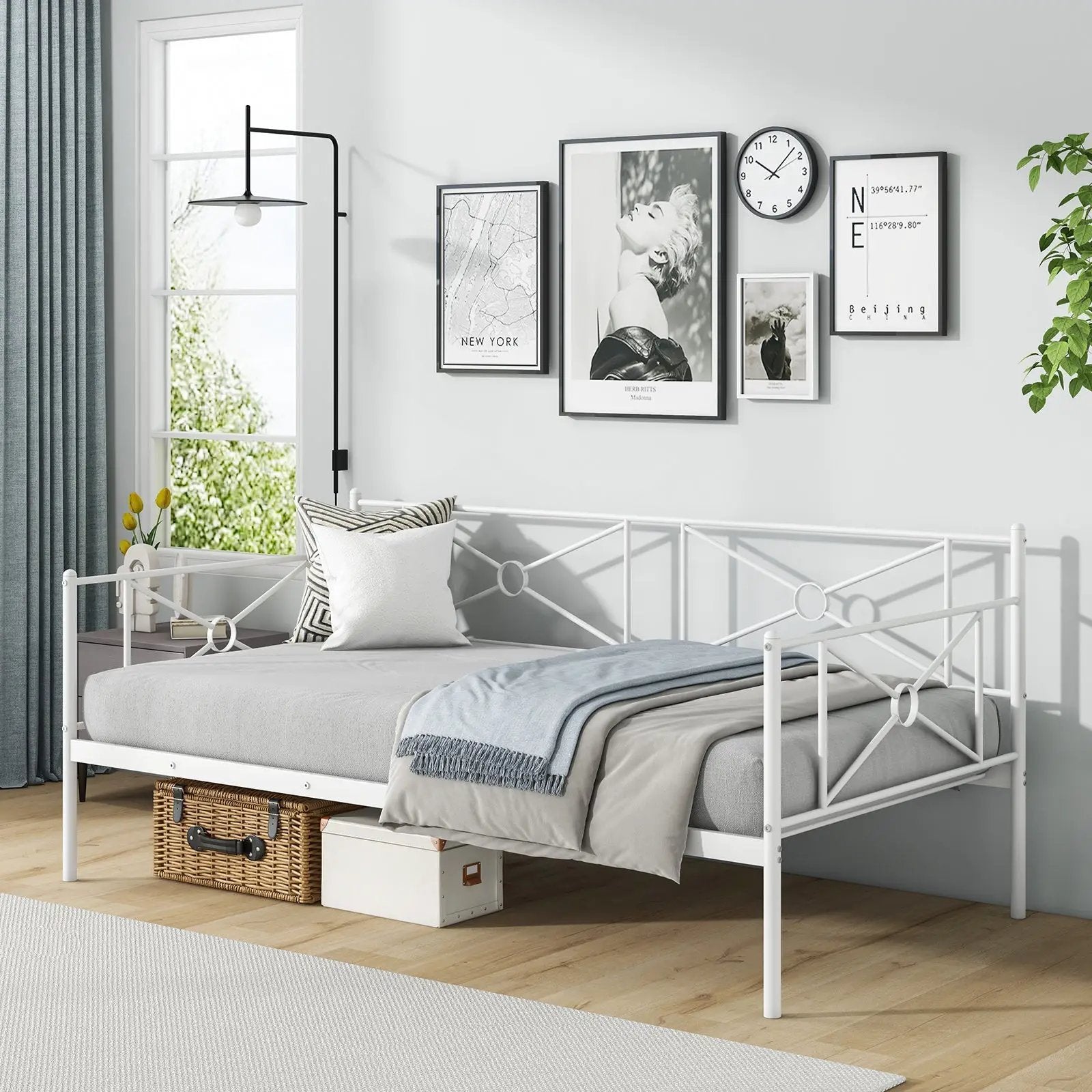 Metal Daybed Twin Bed Frame Stable Steel Slats Sofa Bed by DirectDeals