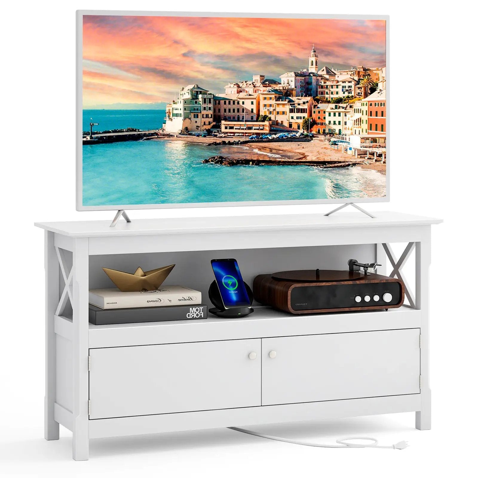 44 Inch Wooden Storage Cabinet TV Stand by DirectDeals