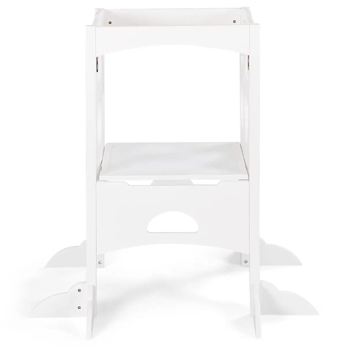 Folding Kids Kitchen Helper Kitchen Counter Step Stool-White by DirectDeals