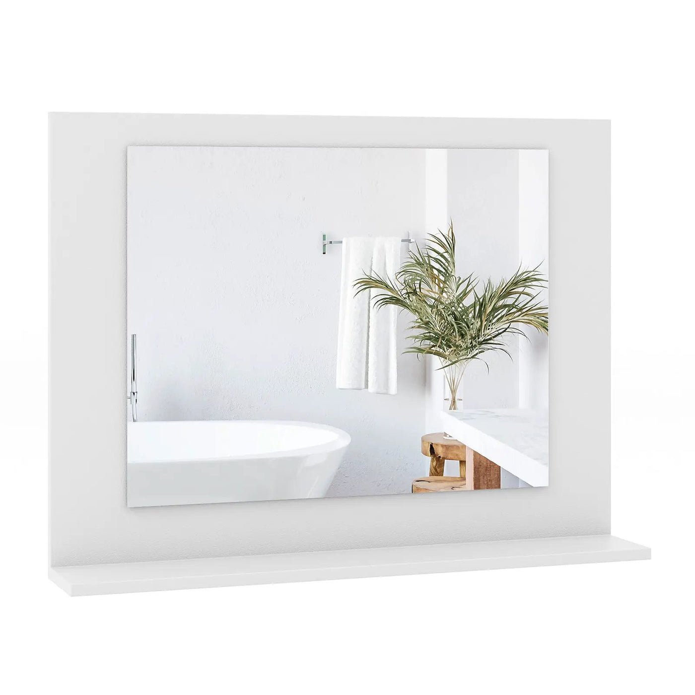 Rectangle Bathroom Mirror with Shelf 23.5 x 17.5 Inch and Wood Frame by DirectDeals