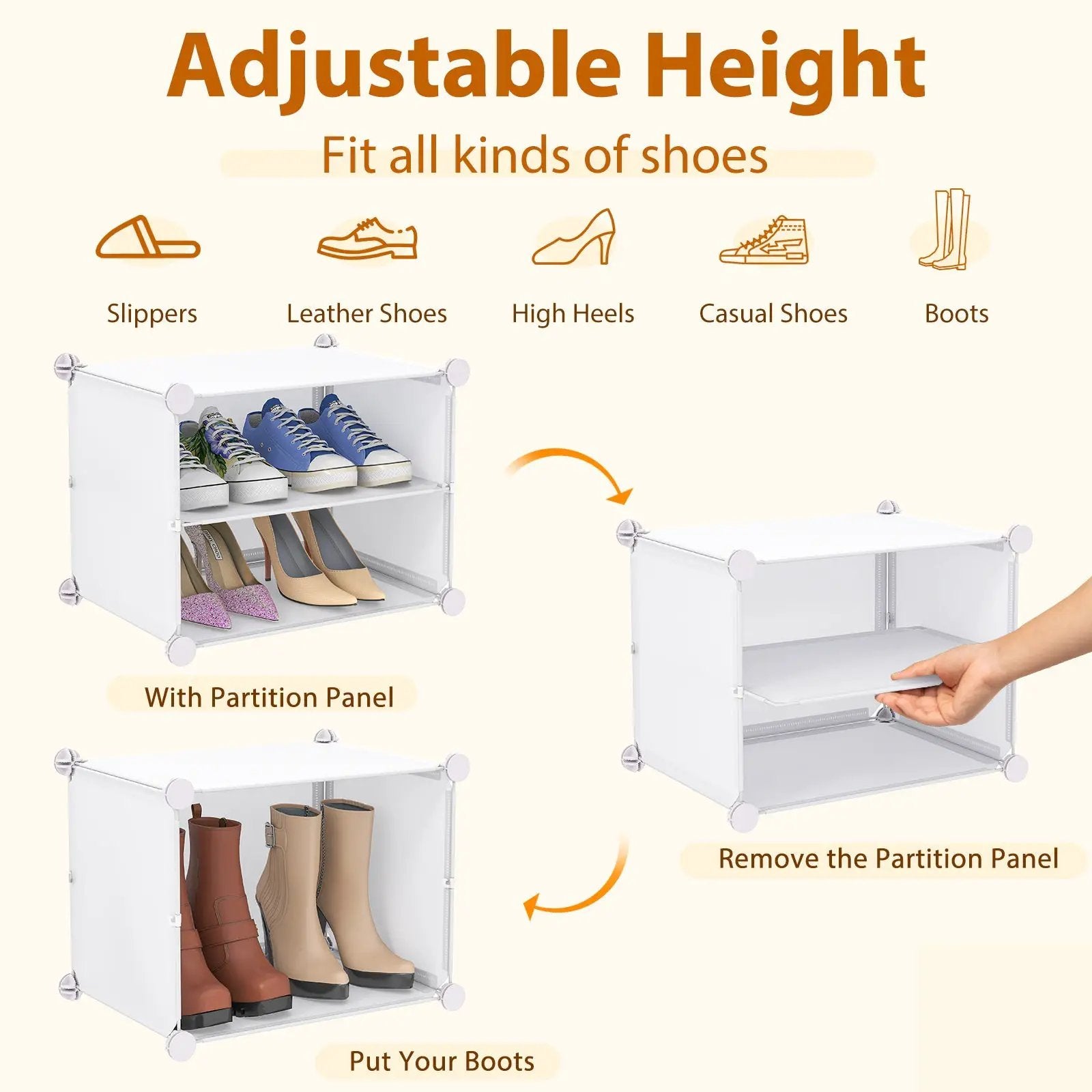 12-Cube 48 Pairs Portable Shoe Shelves with Hook by DirectDeals