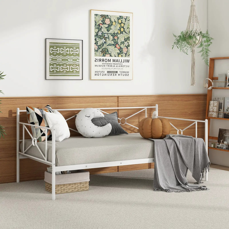 Metal Daybed Twin Bed Frame Stable Steel Slats Sofa Bed by DirectDeals