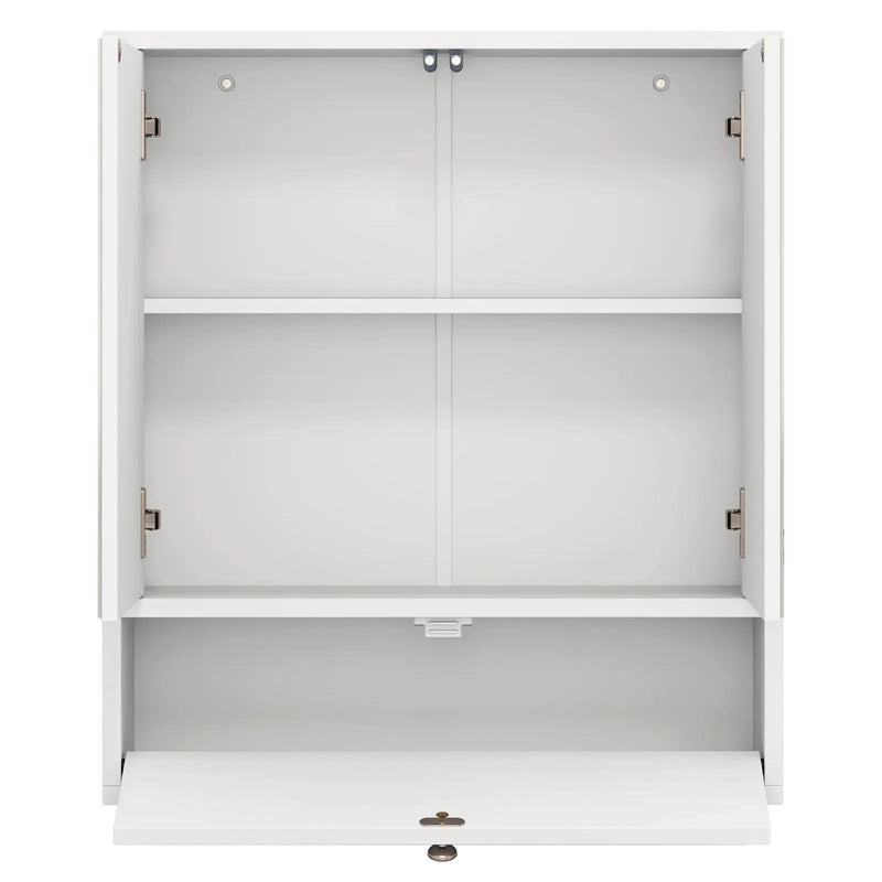 Double Door Wall-Mounted Bathroom Mirrored Medicine Cabinet-White by DirectDeals