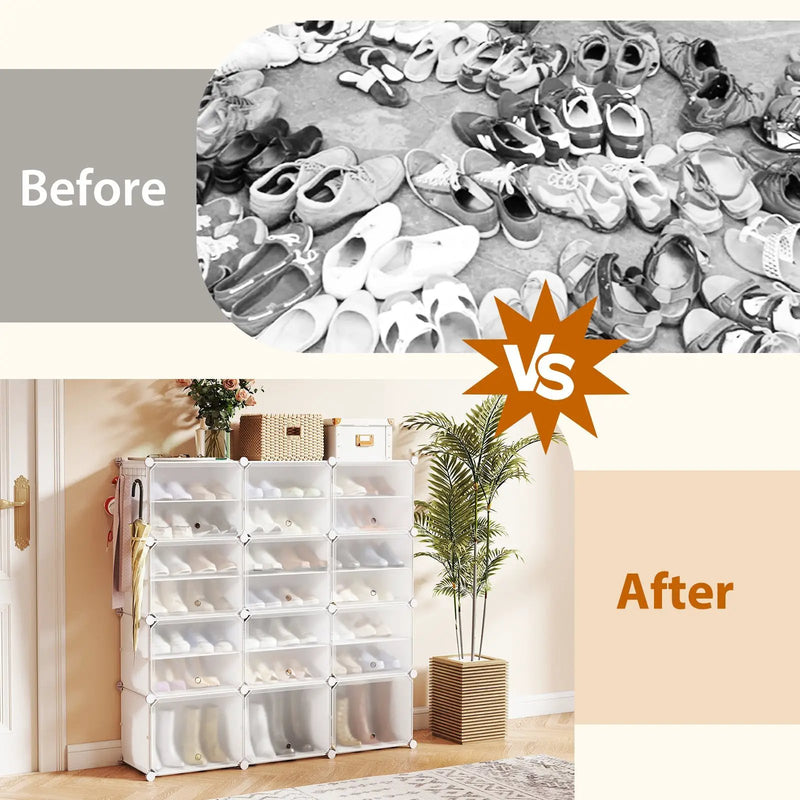 12-Cube 48 Pairs Portable Shoe Shelves with Hook by DirectDeals