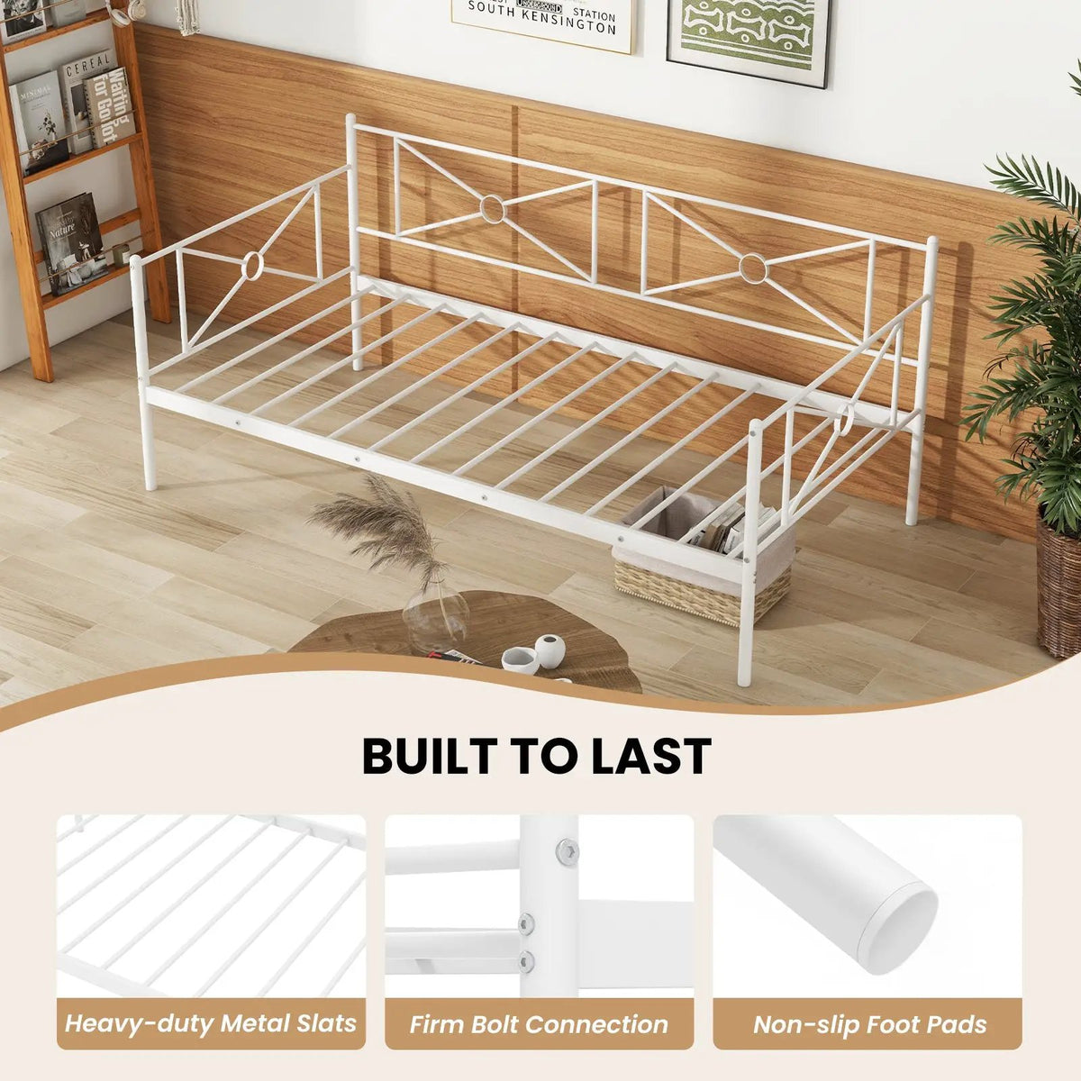 Metal Daybed Twin Bed Frame Stable Steel Slats Sofa Bed by DirectDeals