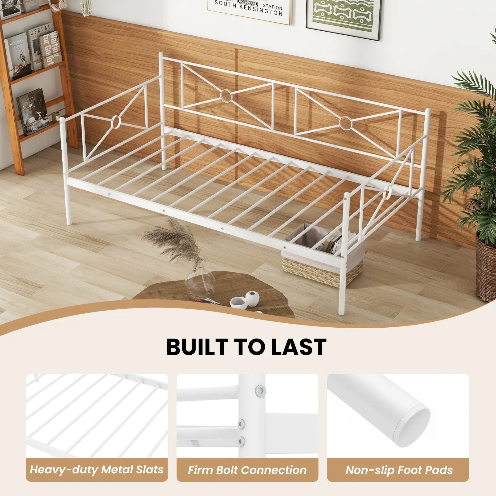 Metal Daybed Twin Bed Frame Stable Steel Slats Sofa Bed by DirectDeals