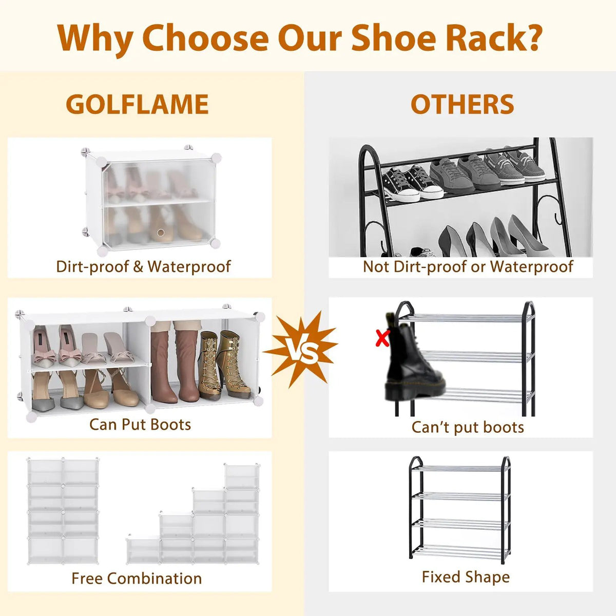 12-Cube 48 Pairs Portable Shoe Shelves with Hook by DirectDeals