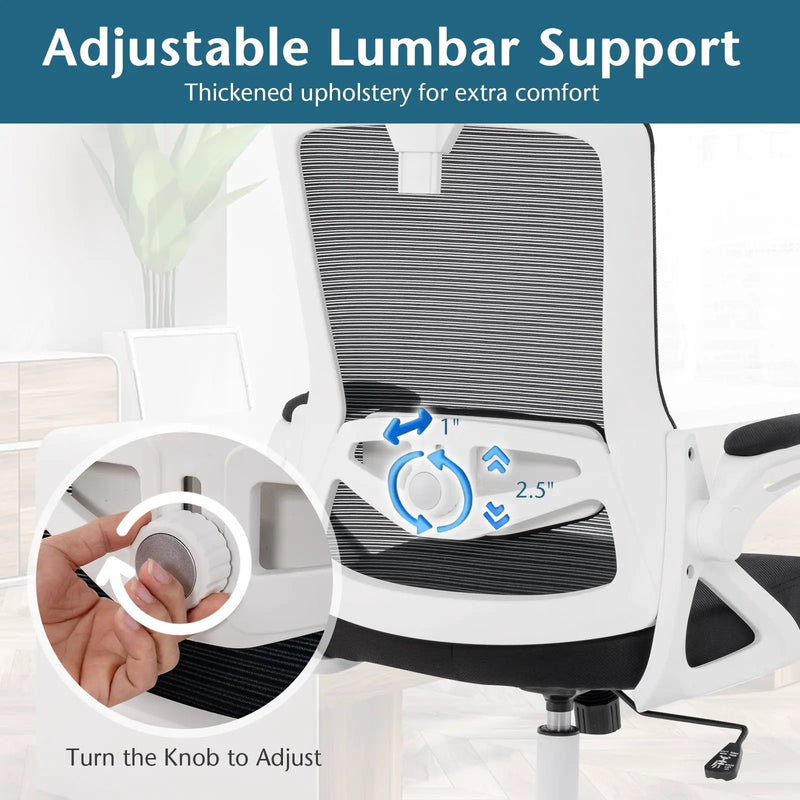 Adjustable Swivel Task Chair Ergonomic Office Chair with Adjustable Lumbar Support by DirectDeals