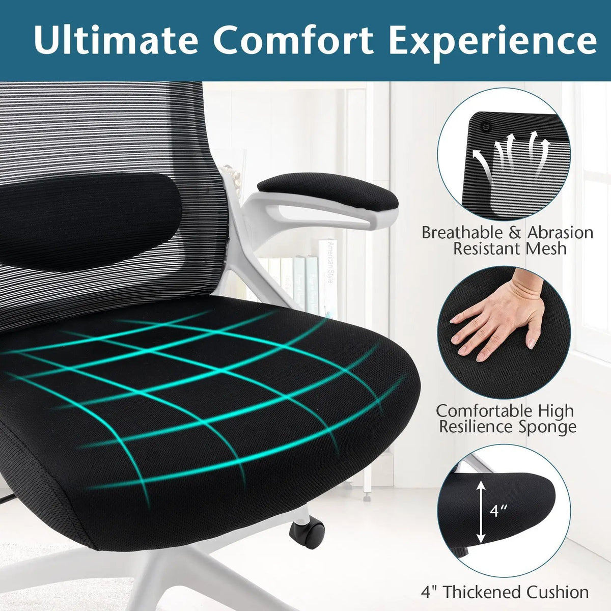Adjustable Swivel Task Chair Ergonomic Office Chair with Adjustable Lumbar Support by DirectDeals