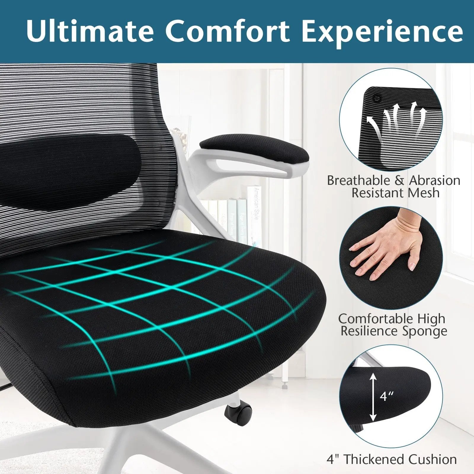 Adjustable Swivel Task Chair Ergonomic Office Chair with Adjustable Lumbar Support by DirectDeals