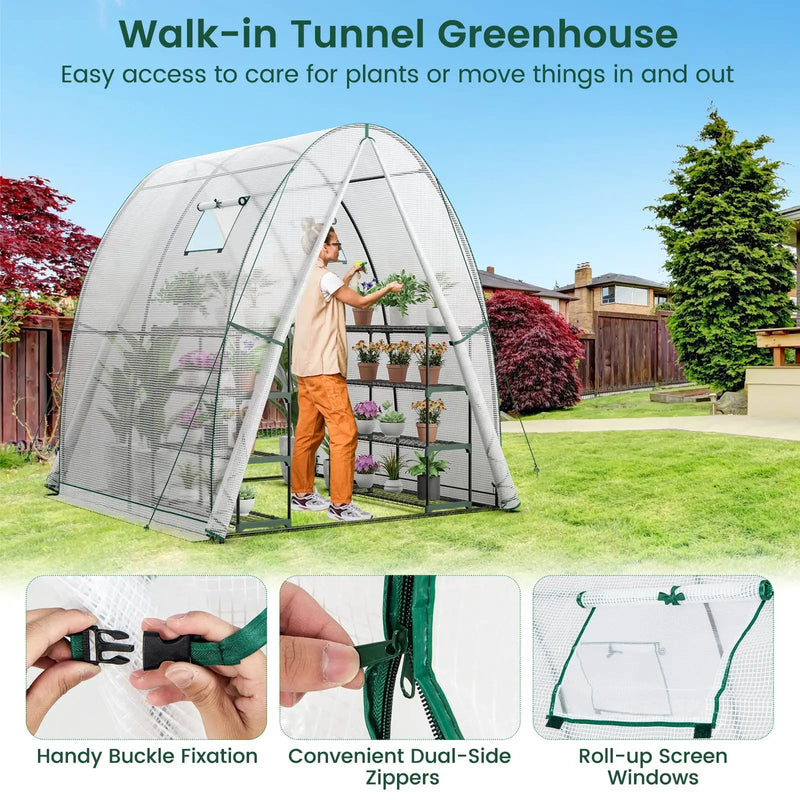 6 x 6 x 6.6 FT Outdoor Wall-in Tunnel Greenhouse by DirectDeals