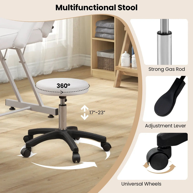 73 Inch Facial Chair Set with Removable Headrest Detachable Armrests and Towel Rack-White by DirectDeals