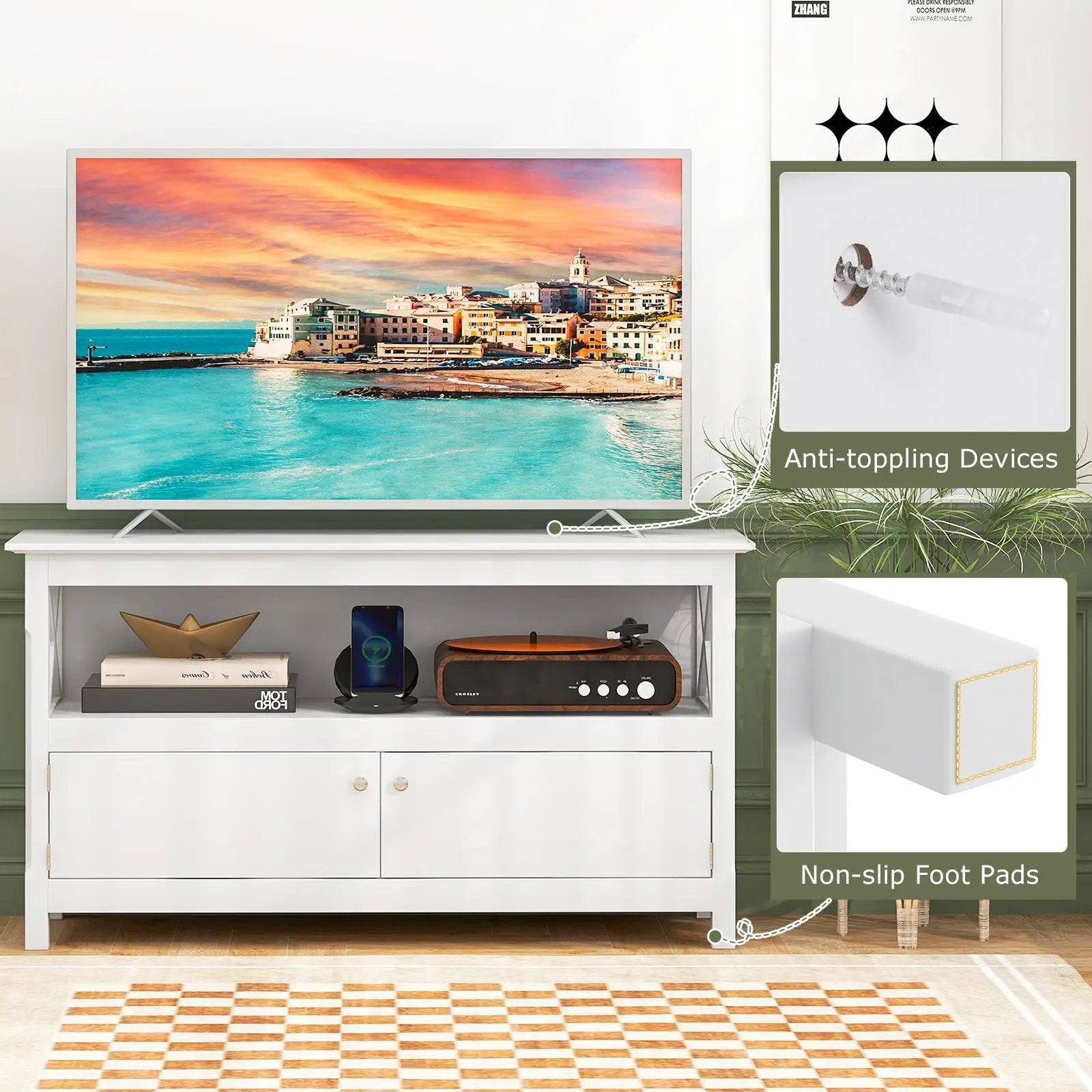 44 Inch Wooden Storage Cabinet TV Stand by DirectDeals