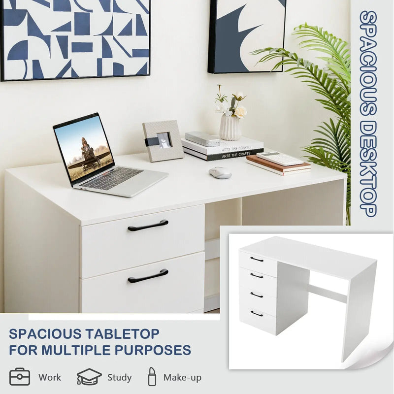 43.5 Inch Computer Desk with 4 Large Drawers-White by DirectDeals