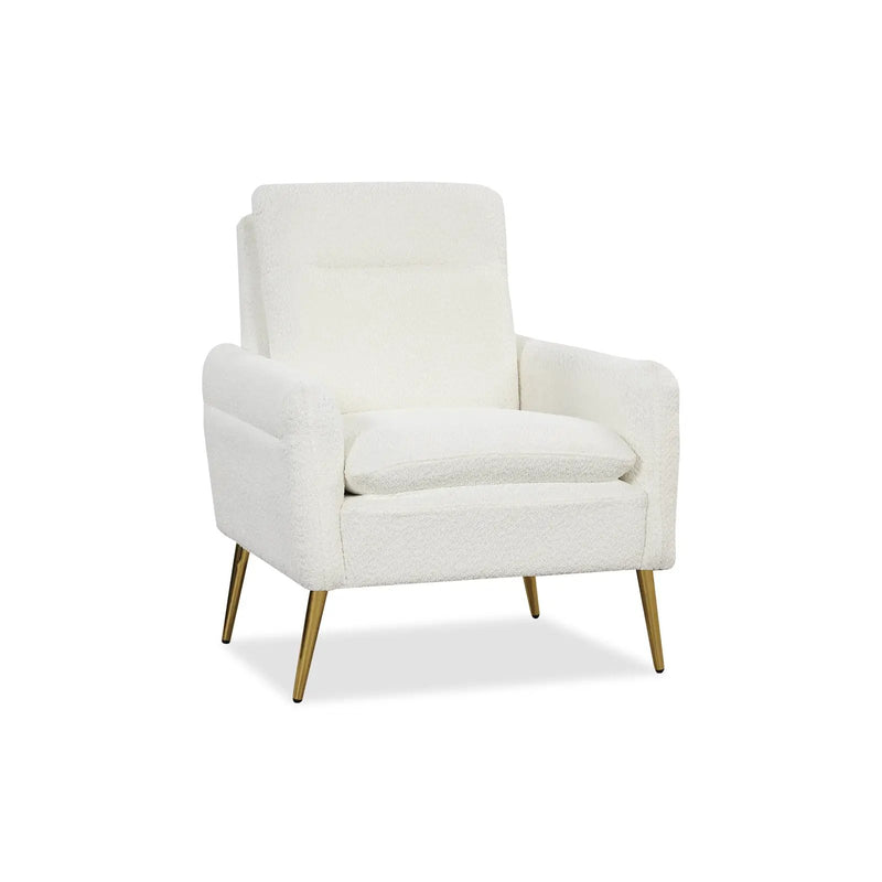 Upholstered Sherpa Modern Accent Armchair for Living Room-White by DirectDeals