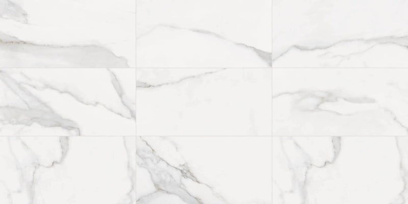 Tuscany White Marble Look Porcelain Tiles 24x48 by landmarkceramics