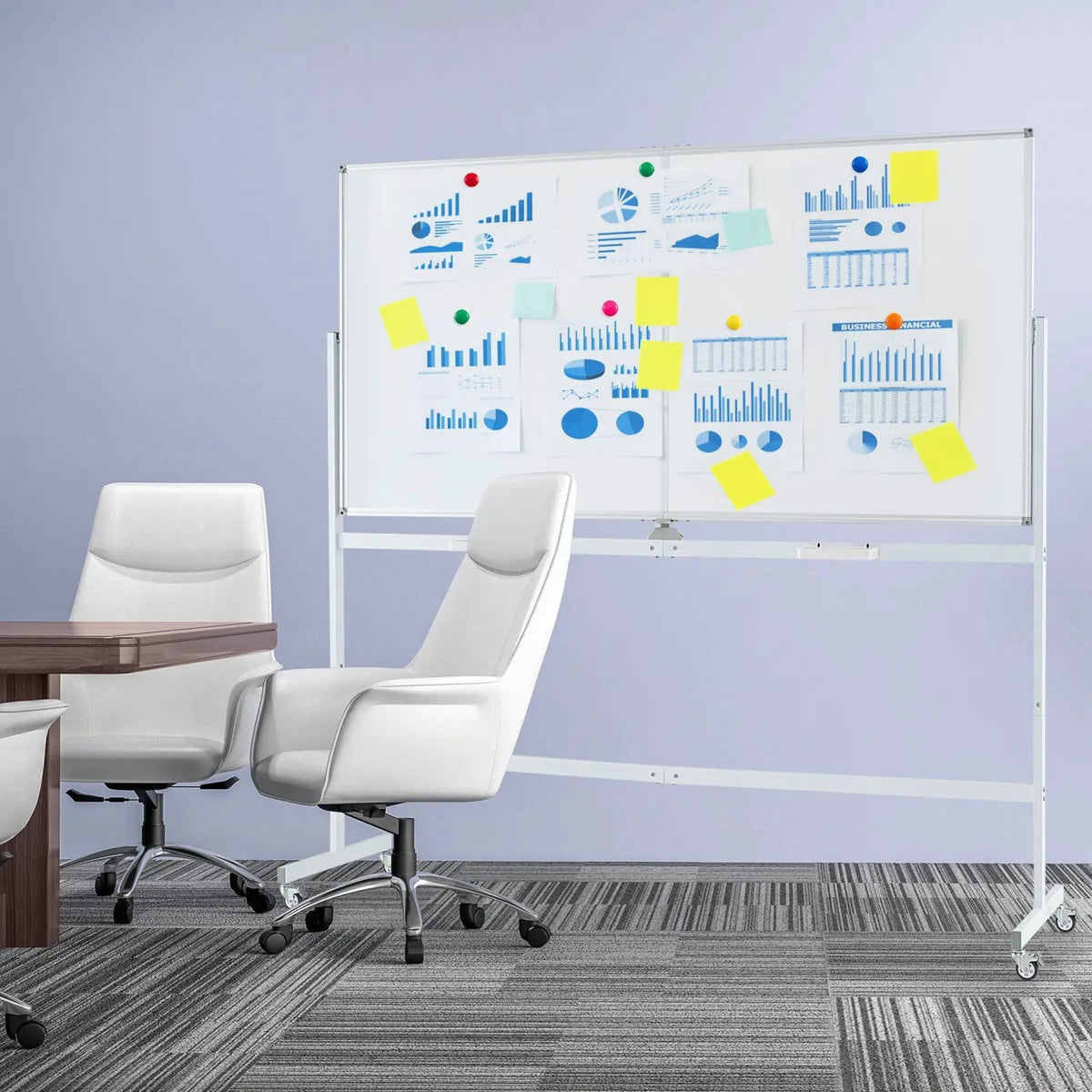 Rolling Double-Sided Magnetic Whiteboard on Wheels with Stand and Aluminum Alloy Frame by DirectDeals