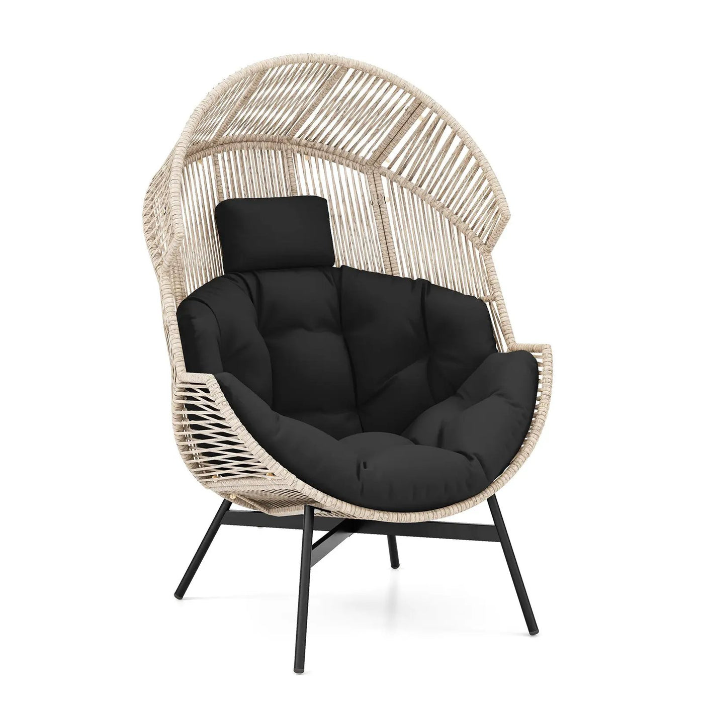 Wicker Oversized Egg Style Chair with Cushions and Headrest by DirectDeals