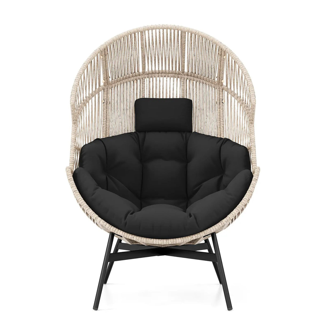 Wicker Oversized Egg Style Chair with Cushions and Headrest by DirectDeals